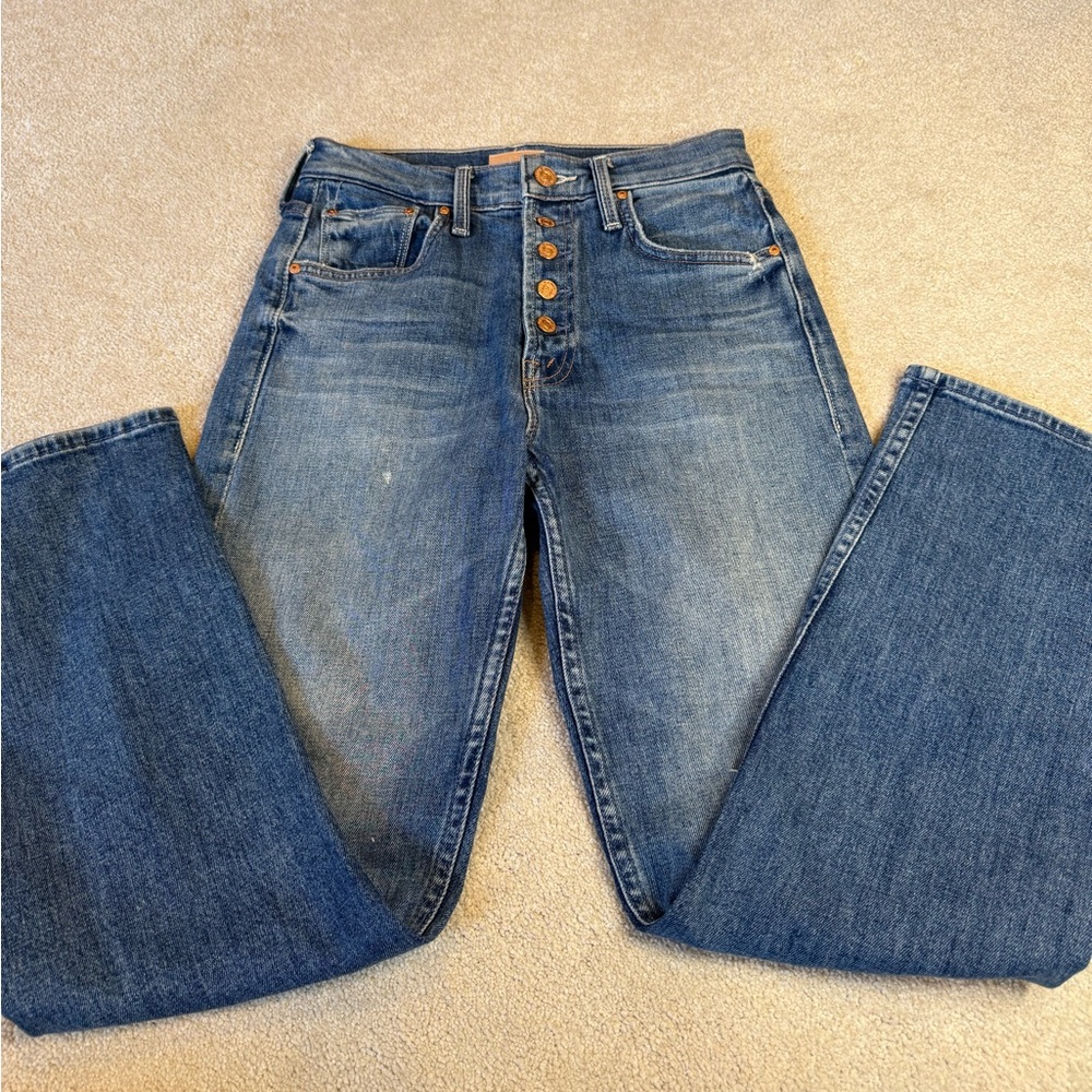 Mother Distressed Straight Leg Jeans Size 24 - Picture 3 of 12